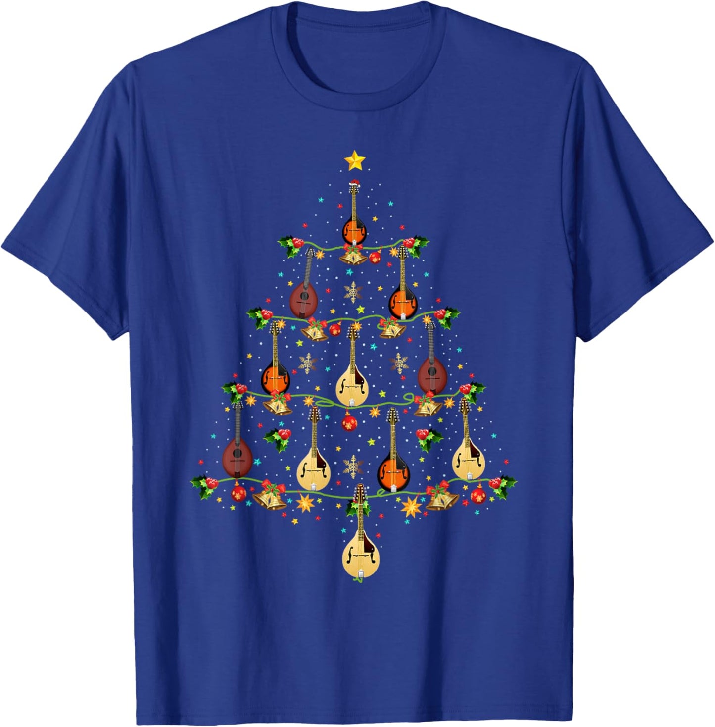 Mandolin Music Lover Xmas Gift Mandolin Christmas Tree T-Shirt - T-Shirt | Royal