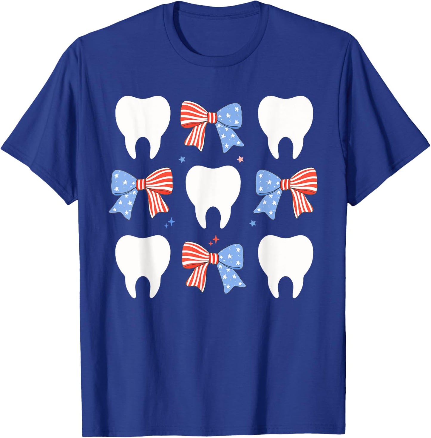 Coquette Bows Teeth Dentist Funny 4th Of July Patriotic T-Shirt - T-Shirt | Royal