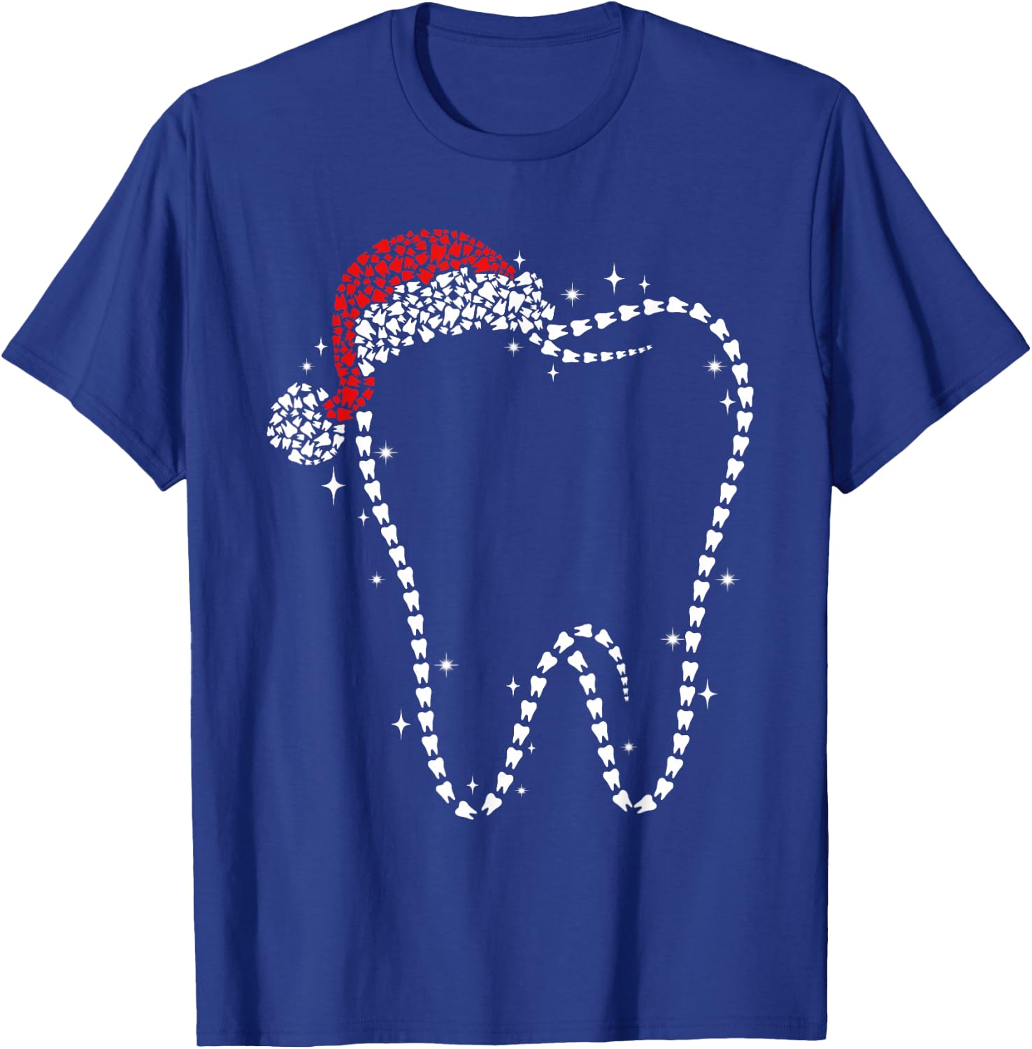 Funny Christmas Tooth Santa Hat Dental Life Dentist Holiday T-Shirt - T-Shirt | Royal