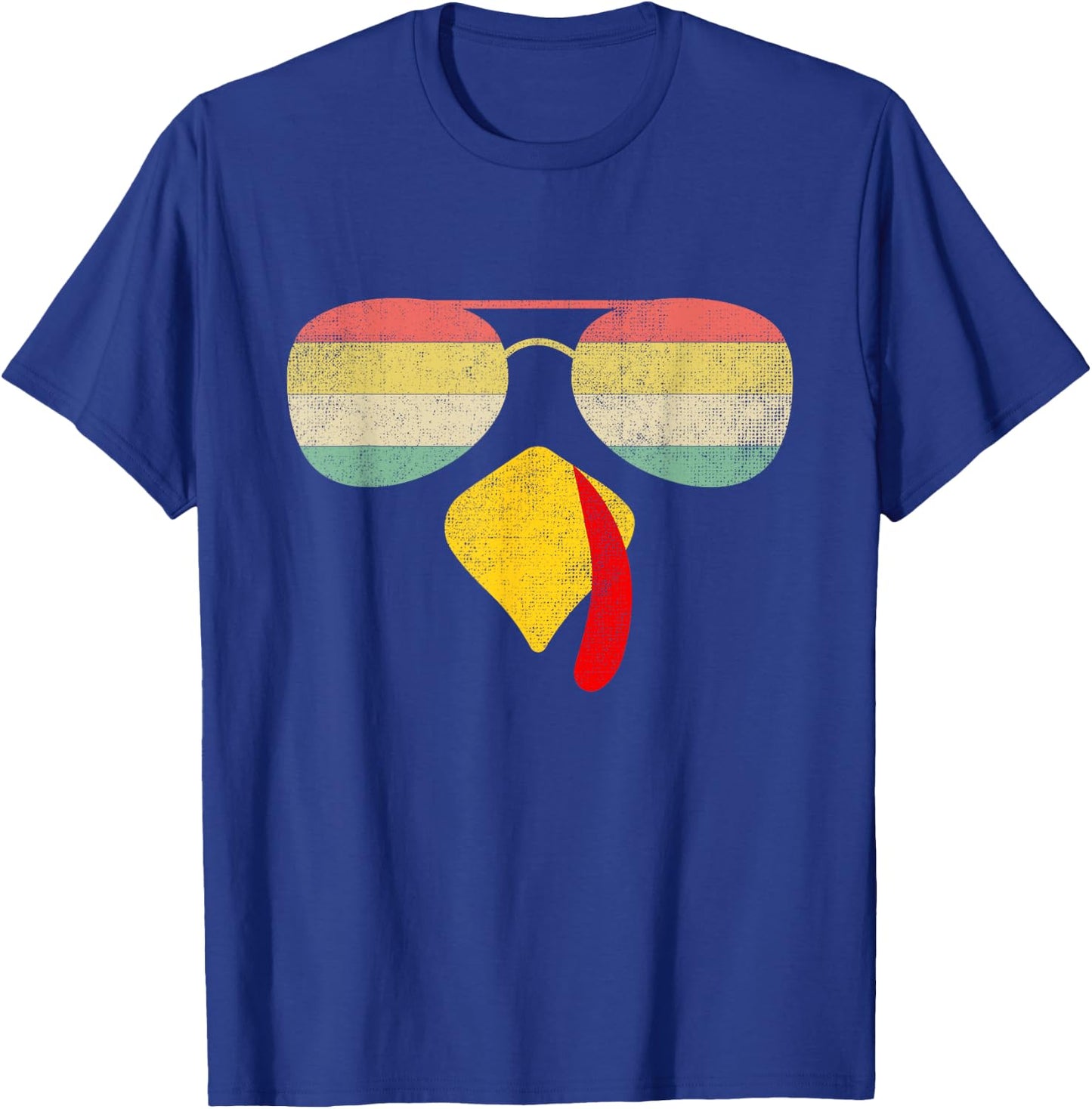 Vintage Turkey Face Thanksgiving With Sunglasses Boys Girls T-Shirt - T-Shirt | Royal