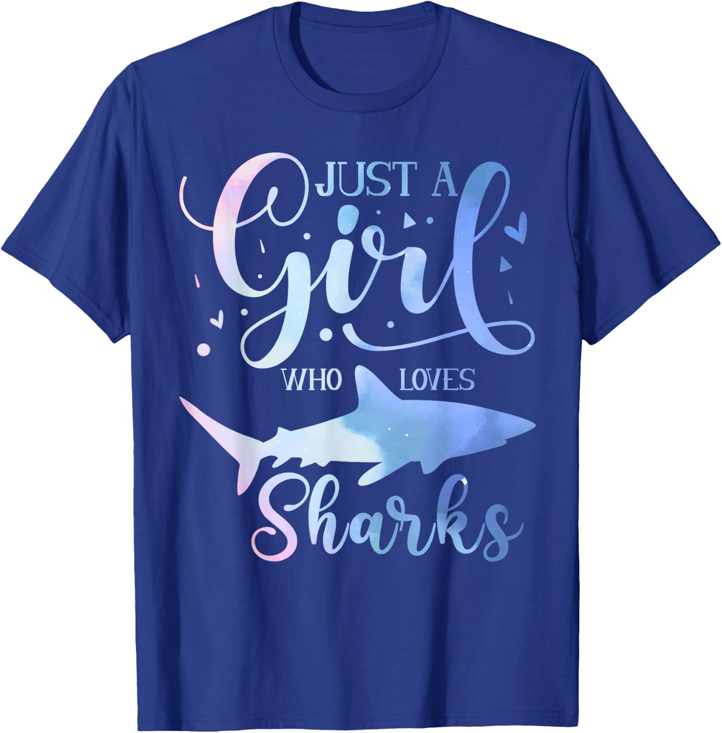 Just A Girl Who Loves Sharks Watercolor Cute Girls Kids T-Shirt - T-Shirt | Royal