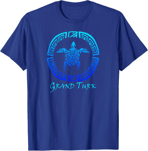 Grand Turk, Turks & Caicos Vintage Tribal Turtle Vacation T-Shirt - T-Shirt | Royal