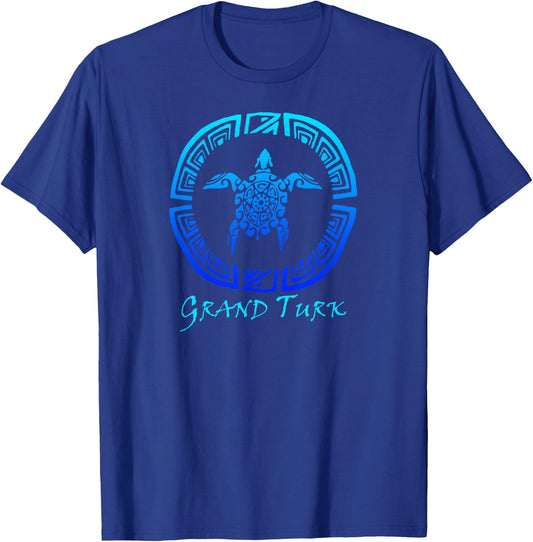 Grand Turk, Turks & Caicos Vintage Tribal Turtle Vacation T-Shirt - T-Shirt | Royal