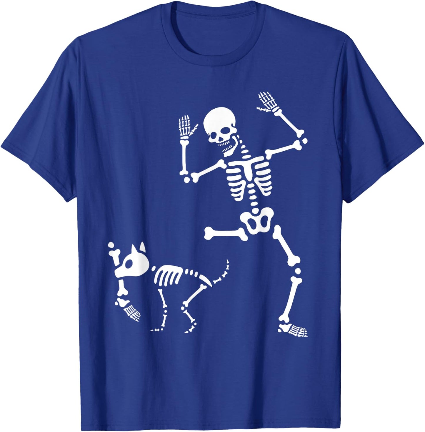 Skeleton Bones Halloween Dog Trick Or Treating Puppy Breeder T-Shirt - T-Shirt | Royal