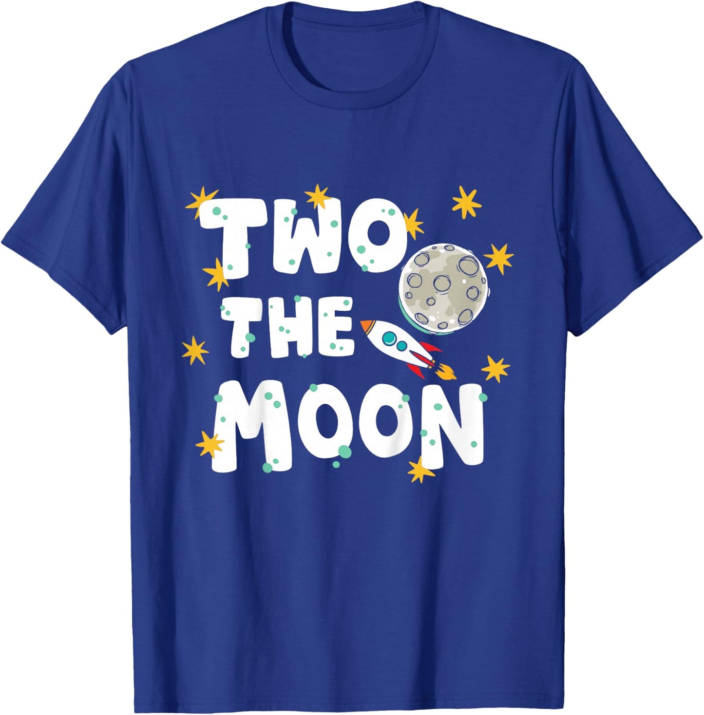 Kids Two The Moon 2 Year Old Birthday Boy Space Astronaut Bday T-Shirt - T-Shirt | Royal