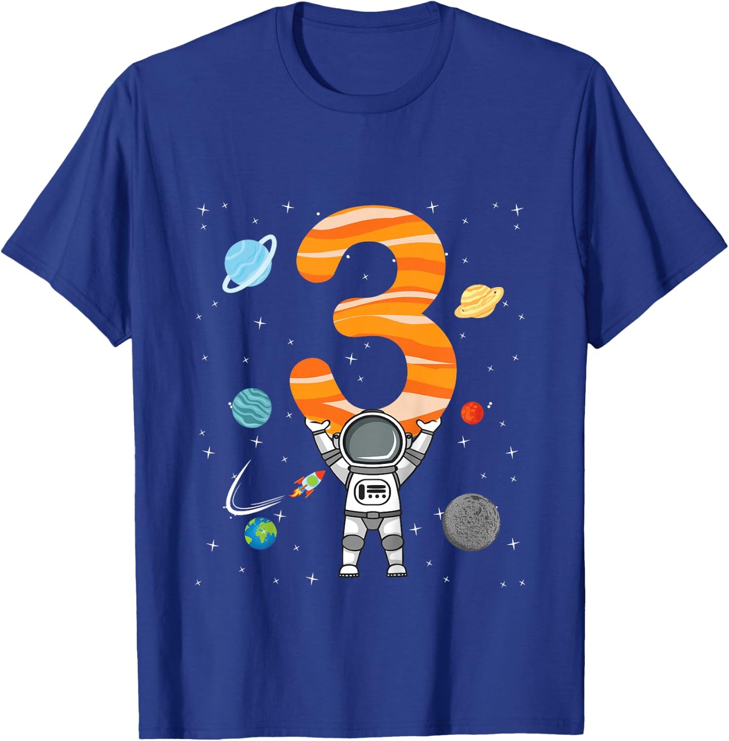 3rd Birthday Astronaut 3 Years Old Birthday Boy Gifts T-Shirt - T-Shirt | Royal