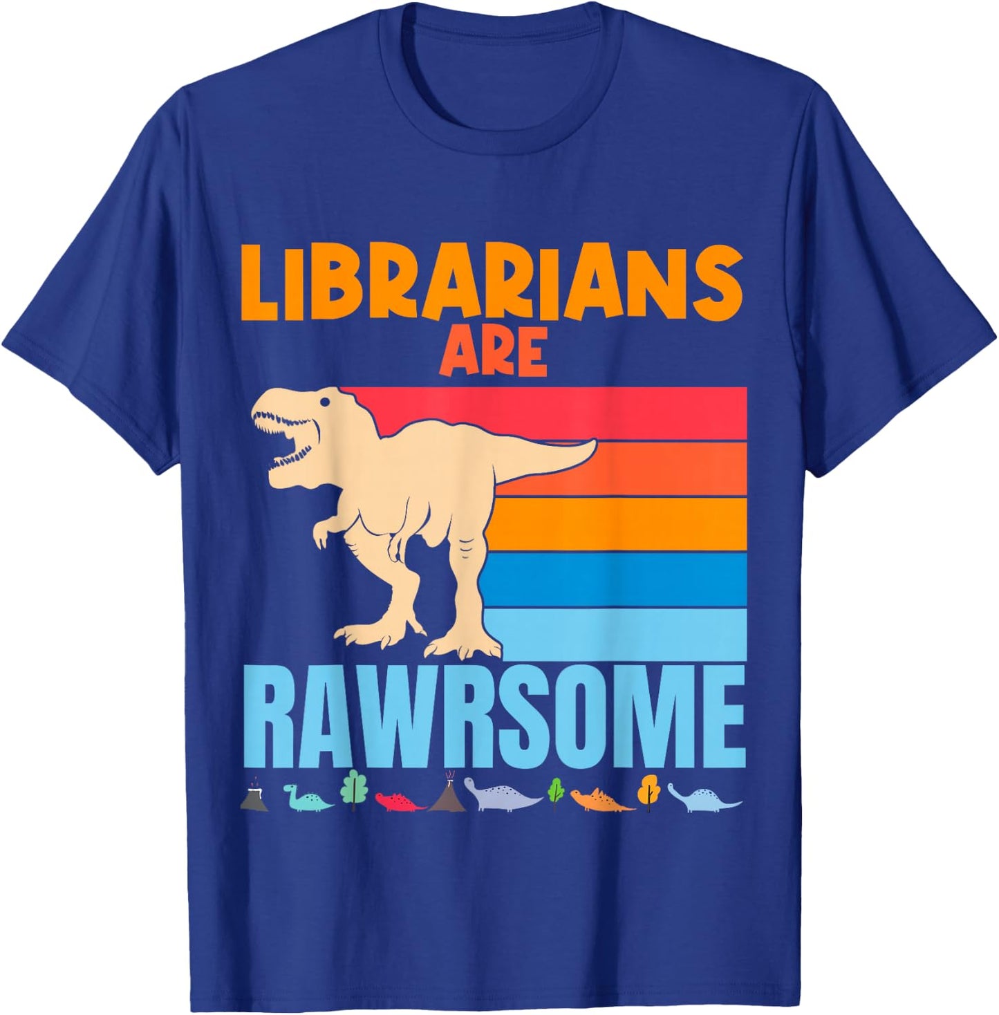 Librarians Are Awesome Dinosaur Retro Library Vintage Reader T-Shirt - T-Shirt | Royal