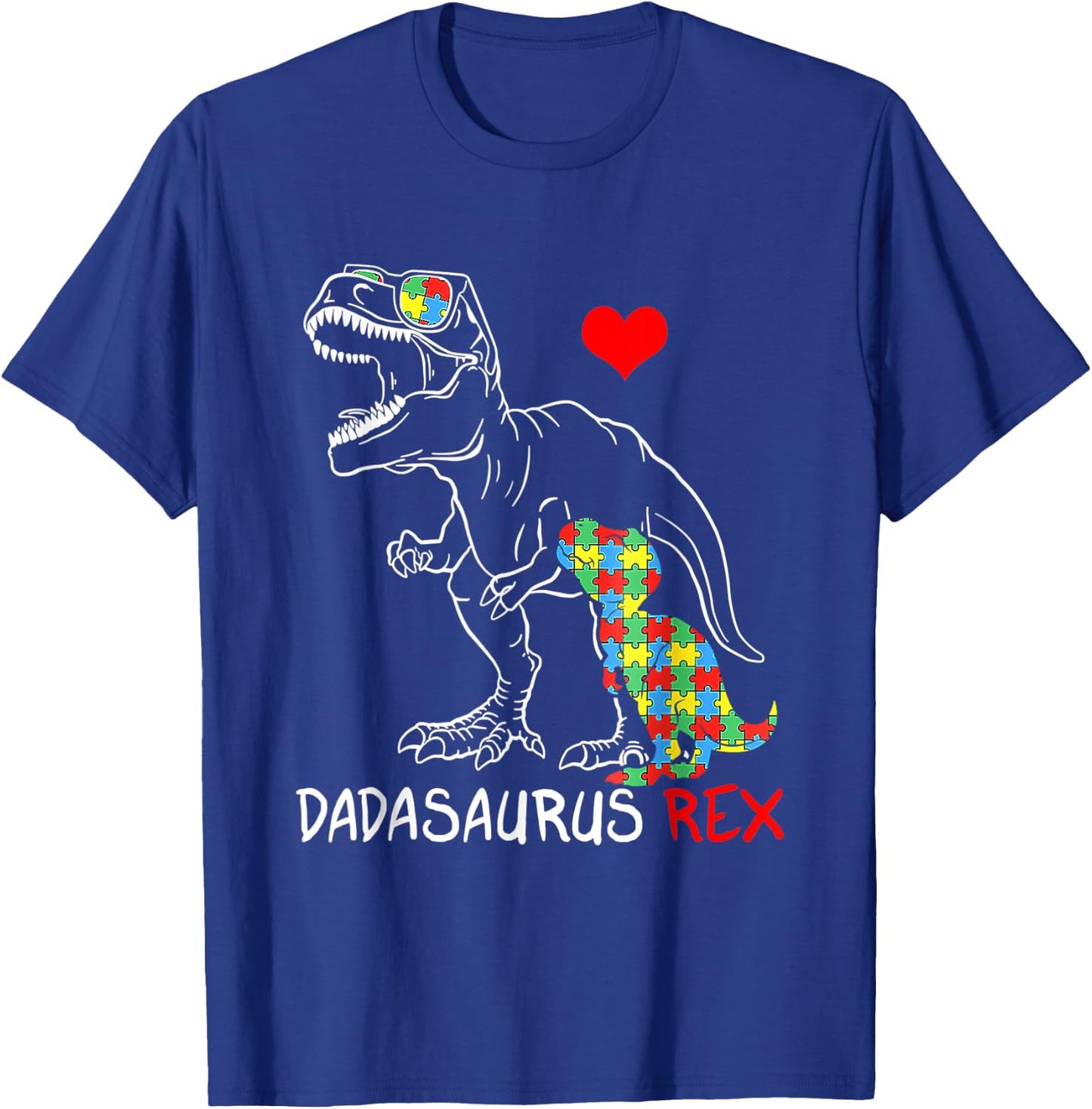 Dadasaurus Rex Autism Awareness Proud Dad Father's Day T-Shirt - T-Shirt | Royal