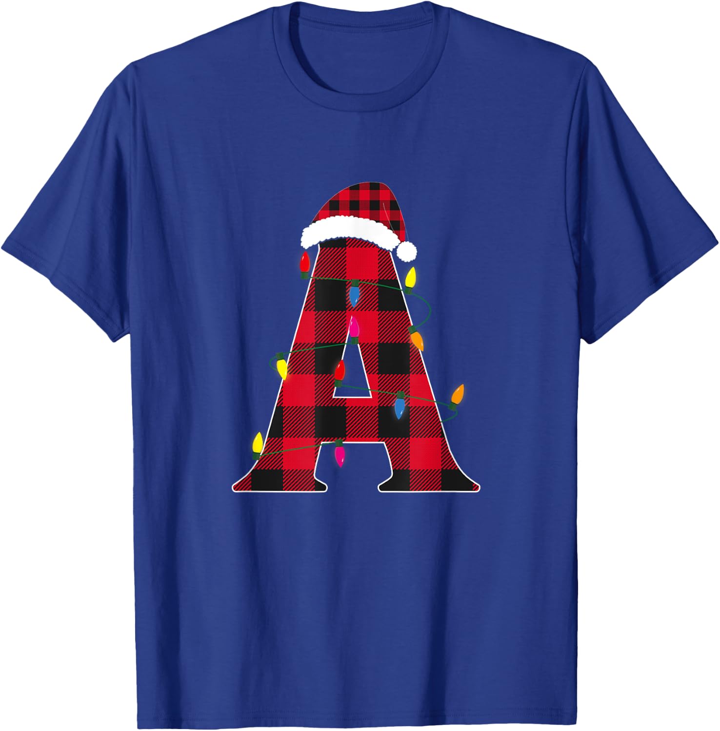 Awesome Letter A Initial Name Buffalo Plaid Christmas T-Shirt - T-Shirt | Royal