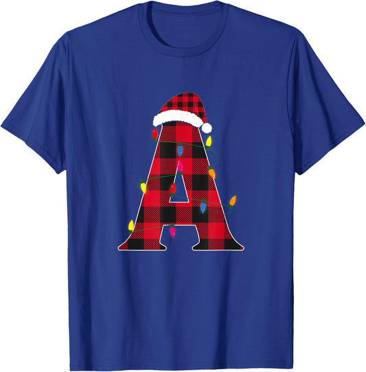 Awesome Letter A Initial Name Buffalo Plaid Christmas T-Shirt - T-Shirt | Royal
