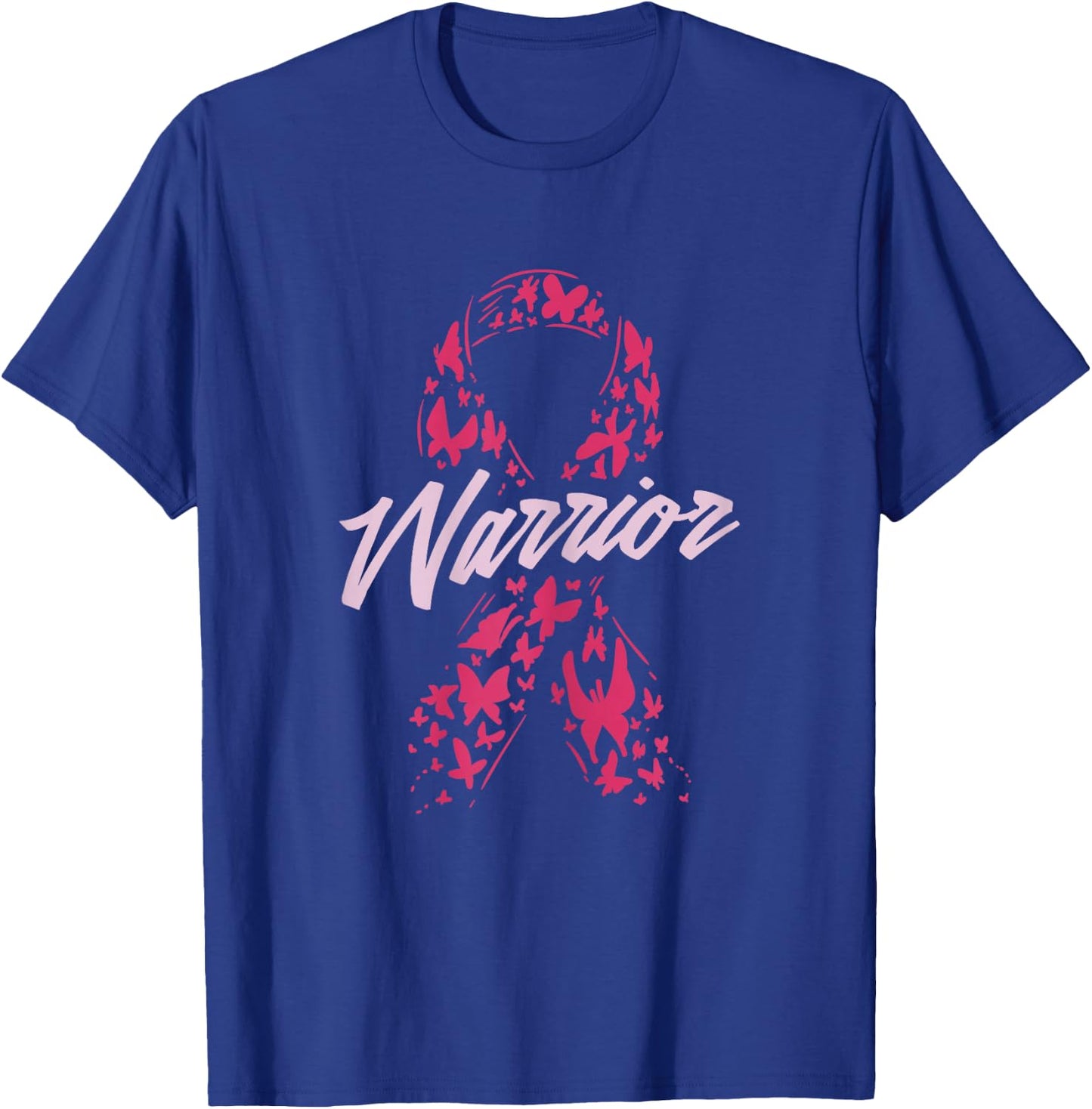Warrior Butterfly Pink Ribbon Breast Cancer Awareness Gift T-Shirt - T-Shirt | Royal