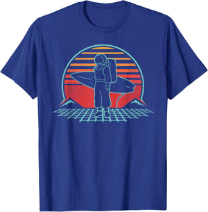 Astronaut Surfer Beach Sunset Retro Vintage Spaceman Surfing T-Shirt - T-Shirt | Royal