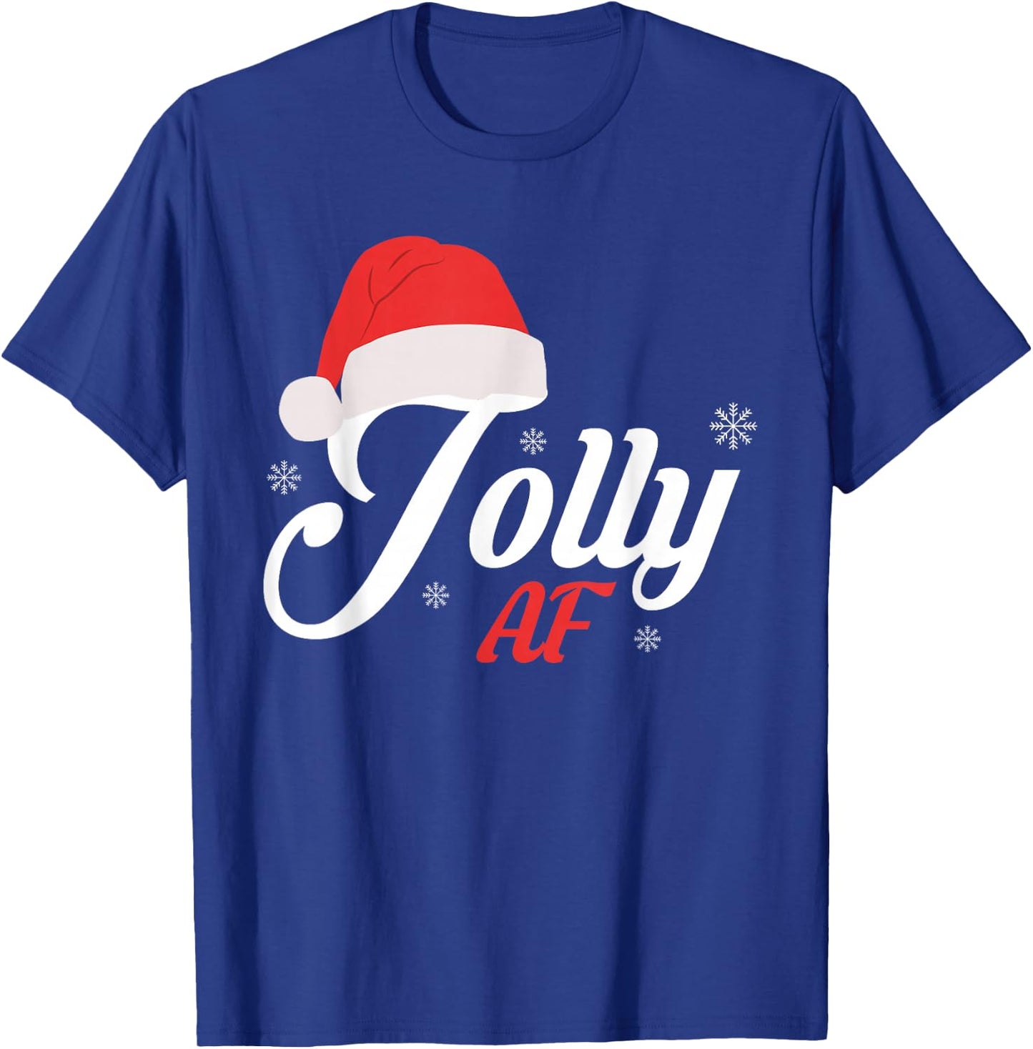 Jolly Santa Hat Snowflakes Merry Christmas T-Shirt - T-Shirt | Royal
