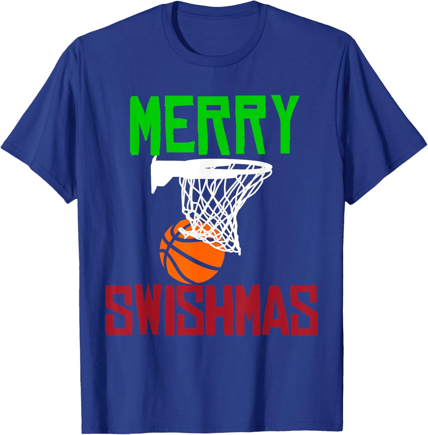 Merry Swishmas funny Christmas basketball T-Shirt - T-Shirt | Royal
