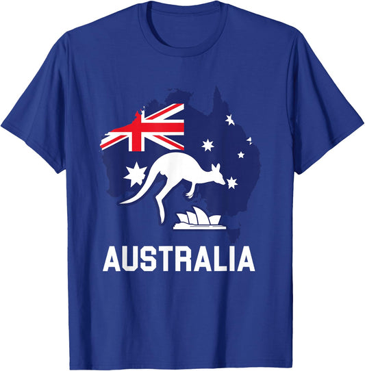 Australia Country Map Australian Kangaroo Melbourne Aussie T-Shirt - T-Shirt | Royal