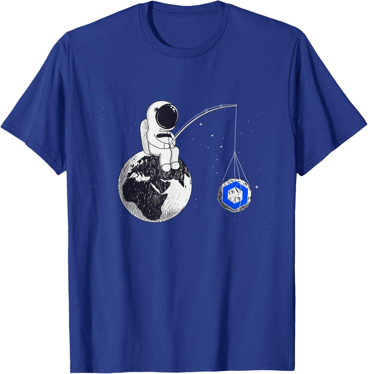 Cryptocurrency Talk - Chainlink To The Moon Space Man Merch T-Shirt - T-Shirt | Royal