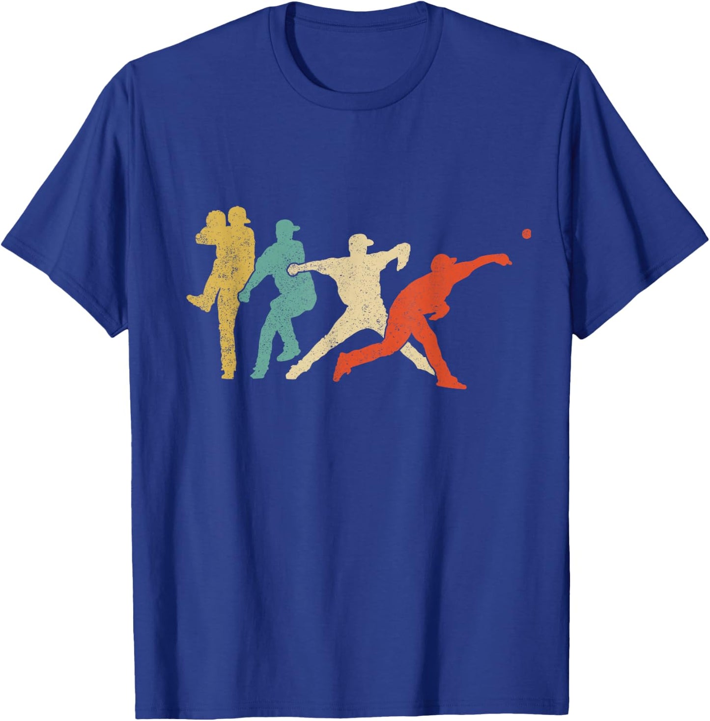 Baseball Player Pitcher Retro Team Matching T-Shirt - T-Shirt | Royal