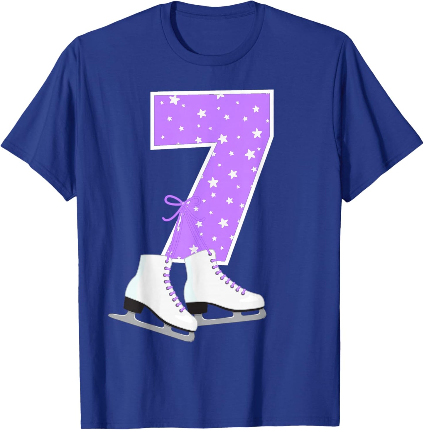 Kids Ice Skating 7 Years I'm 7 Birthday Girl Ice Skate Party T-Shirt - T-Shirt | Royal