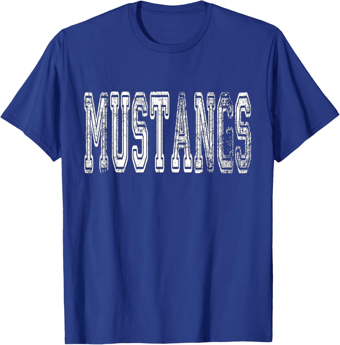 Mustangs Mascot Distressed Vintage School Sports Name Fans T-Shirt - T-Shirt | Royal