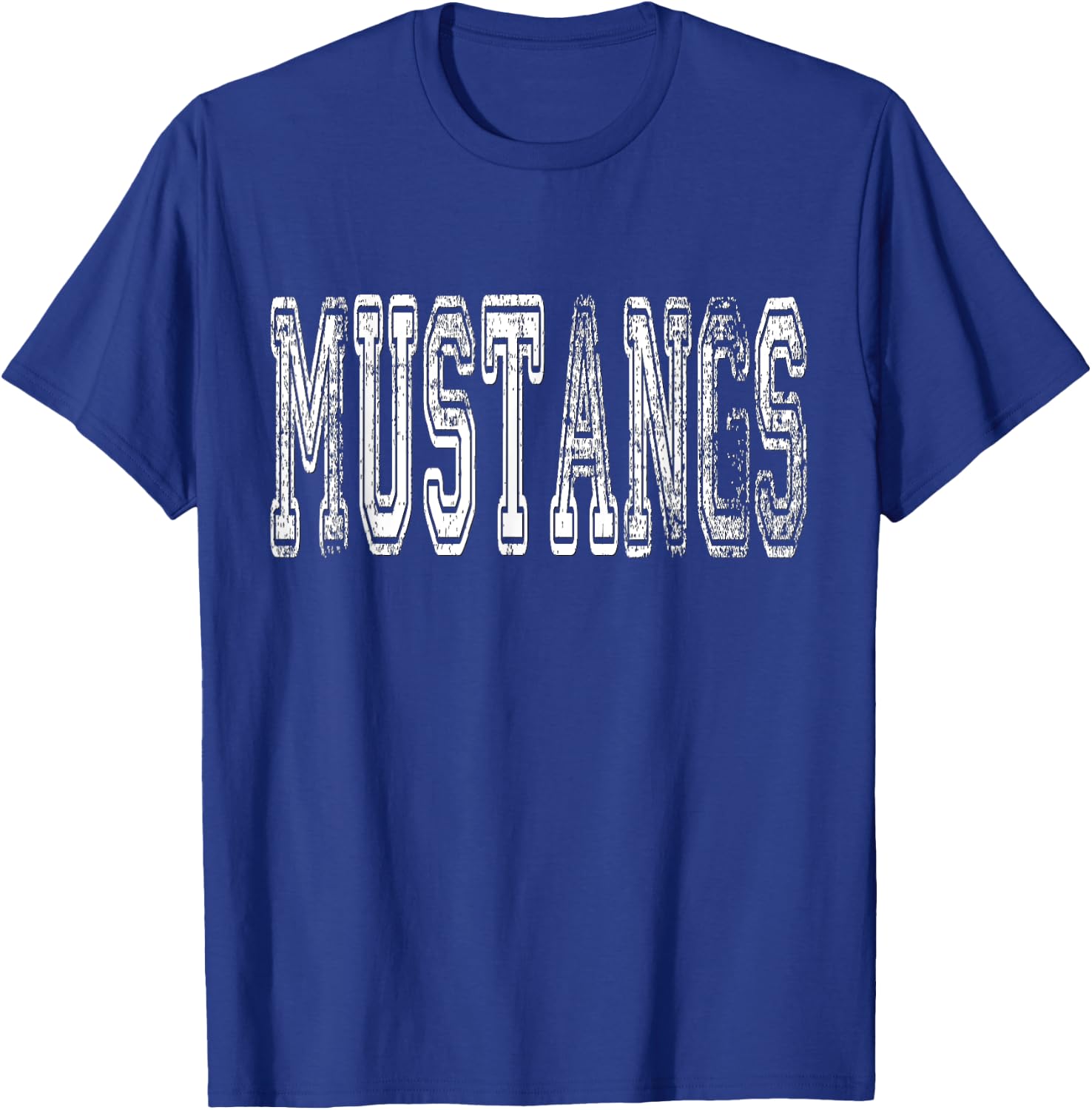 Mustangs Mascot Distressed Vintage School Sports Name Fans T-Shirt - T-Shirt | Royal