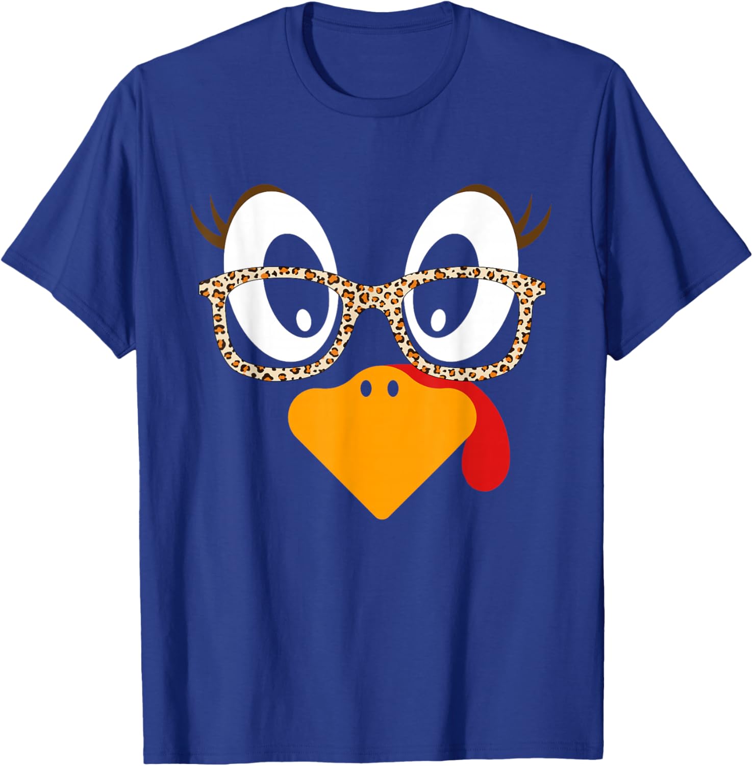 Thanksgiving Shirts Girls Turkey Face Eyelashes T-Shirt - T-Shirt | Royal
