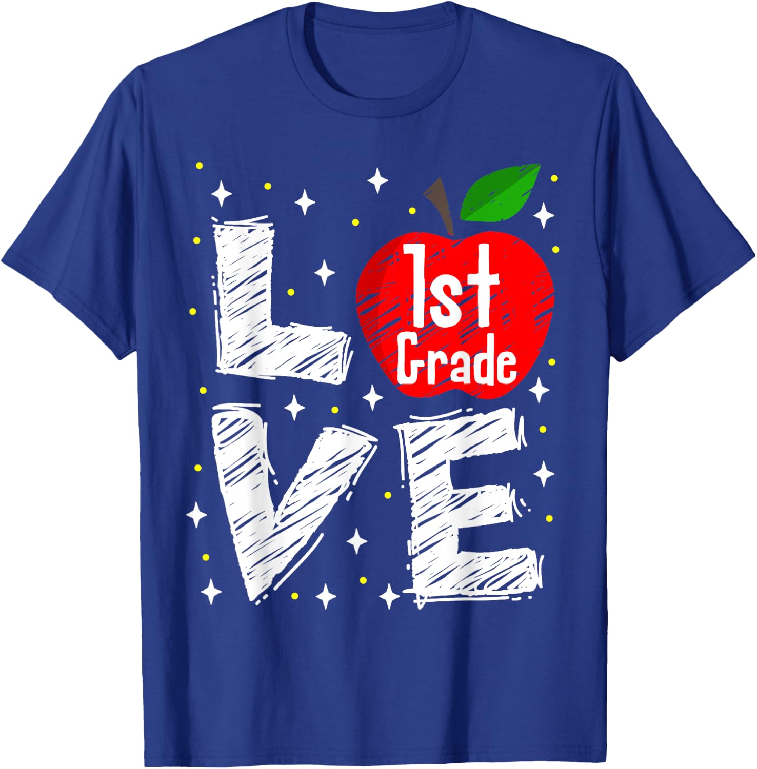 Love 1st Grade Apple Funny Back To School Teacher Gift Men Women Kids T-Shirt - T-Shirt | Royal