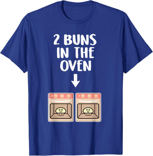 Buns In The Oven Twins Pregnancy Announcement Gender Reveal T-Shirt - T-Shirt | Royal
