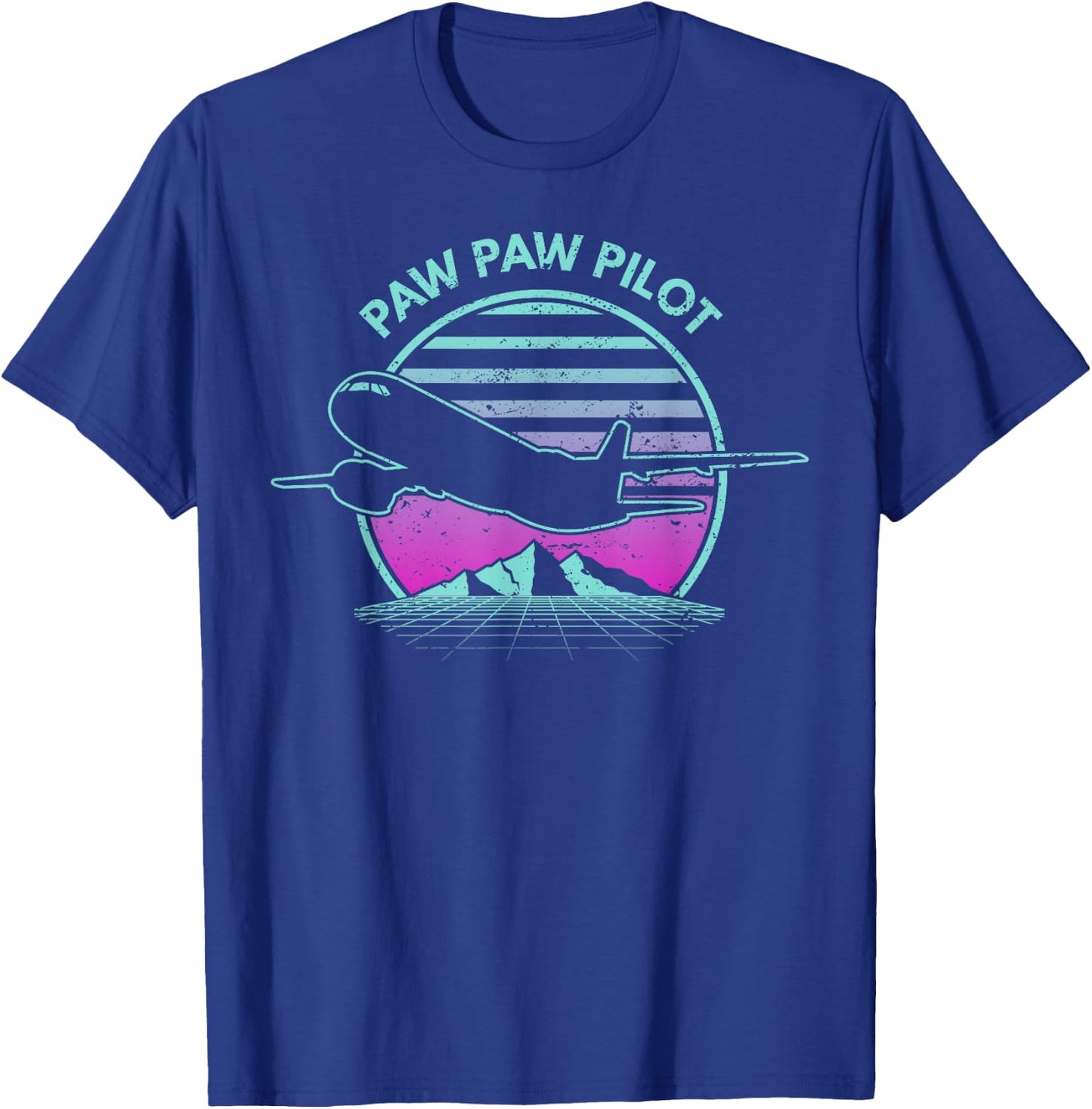 Paw Paw Pilot Father's Day Retro Pilot Aviation T-Shirt - T-Shirt | Royal