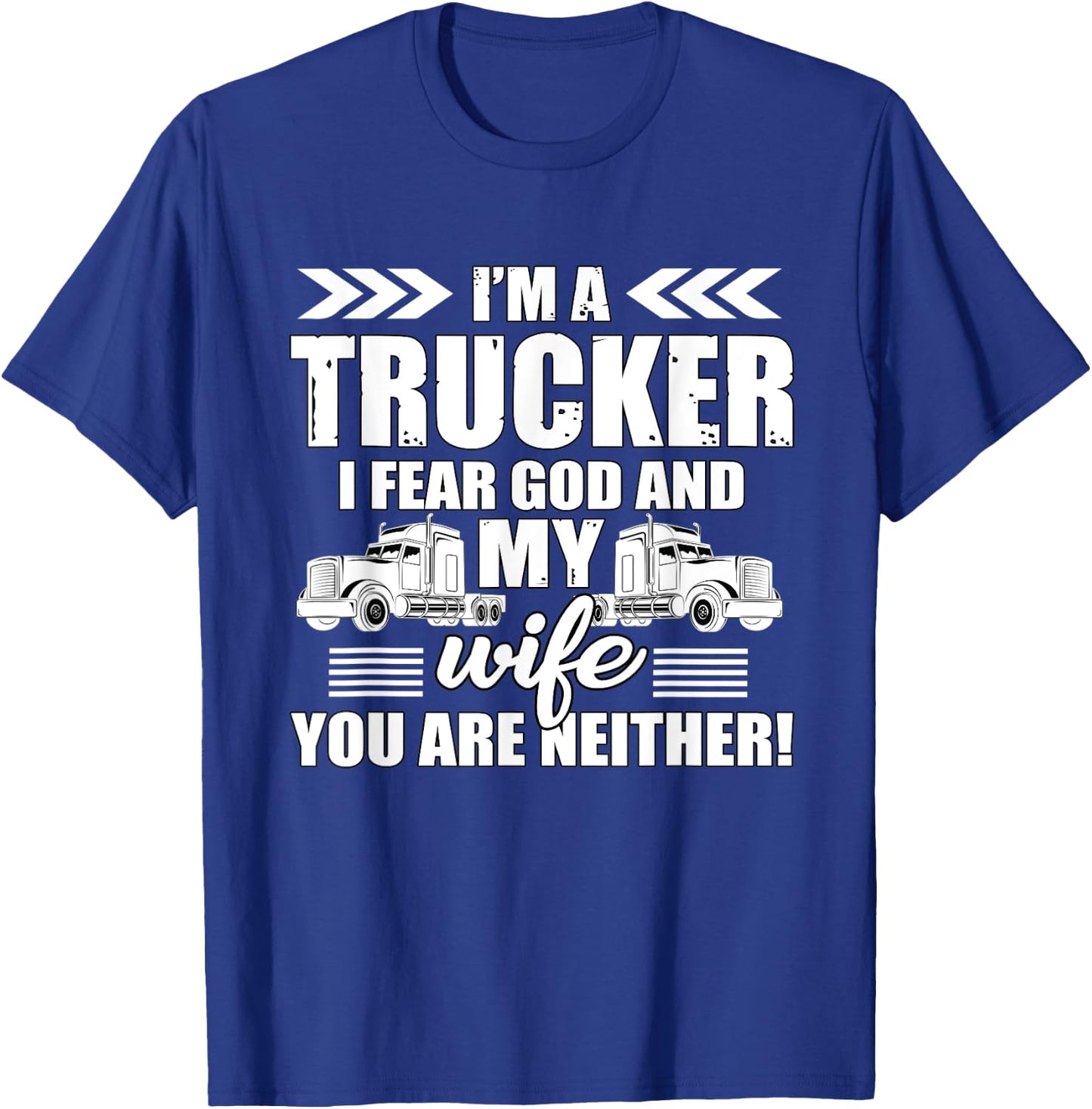 Truck Driver Gift Husbands Semi Big Rig Trucking Trailer T-Shirt - T-Shirt | Royal