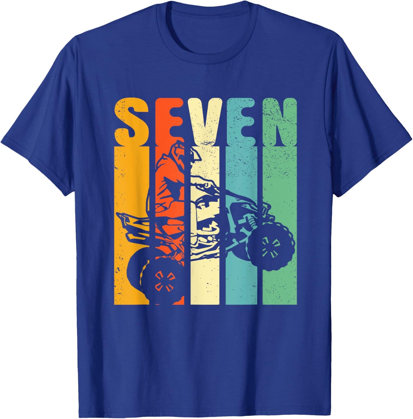 7th Birthday ATV Off Road Four Wheeler Quad Bike Mud Racing T-Shirt - T-Shirt | Royal