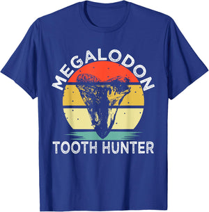 Megalodon Tooth Hunter Retro Shark Fossil Tooth Collector T-Shirt - T-Shirt | Royal