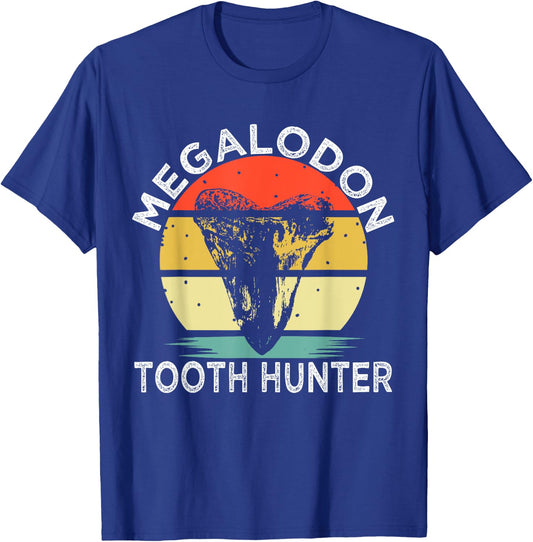 Megalodon Tooth Hunter Retro Shark Fossil Tooth Collector T-Shirt - T-Shirt | Royal