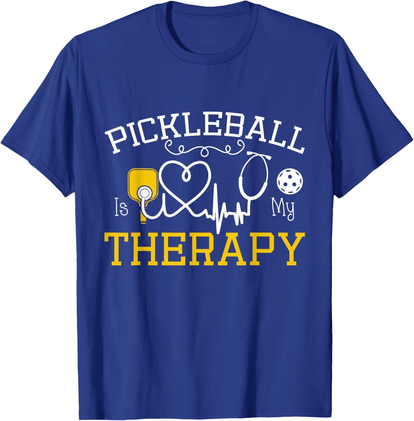 Pickleball is My Therapy -Adults Black , Small, Short Sleeve, , Classic Fit T-Shirt - T-Shirt | Royal