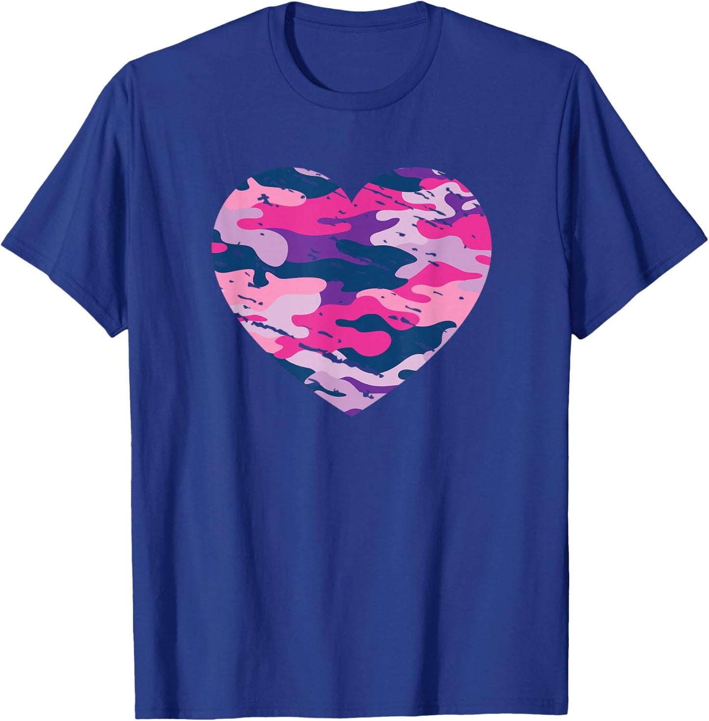 Camouflage Pink Blue Lavender Purple Camo Aesthetic Heart T-Shirt - T-Shirt | Royal