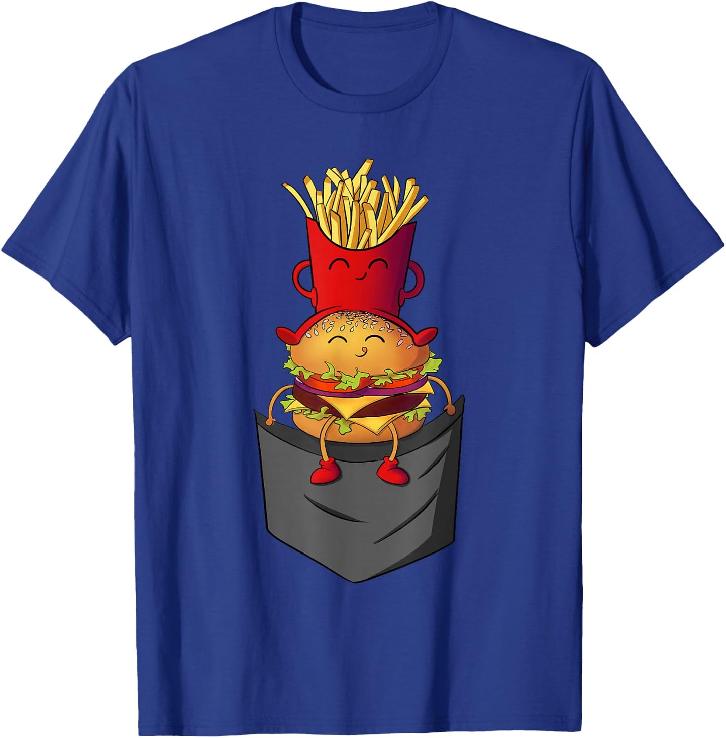 Fast Food in Pocket - Fries Burger Pommes Frites Potato T-Shirt - T-Shirt | Royal