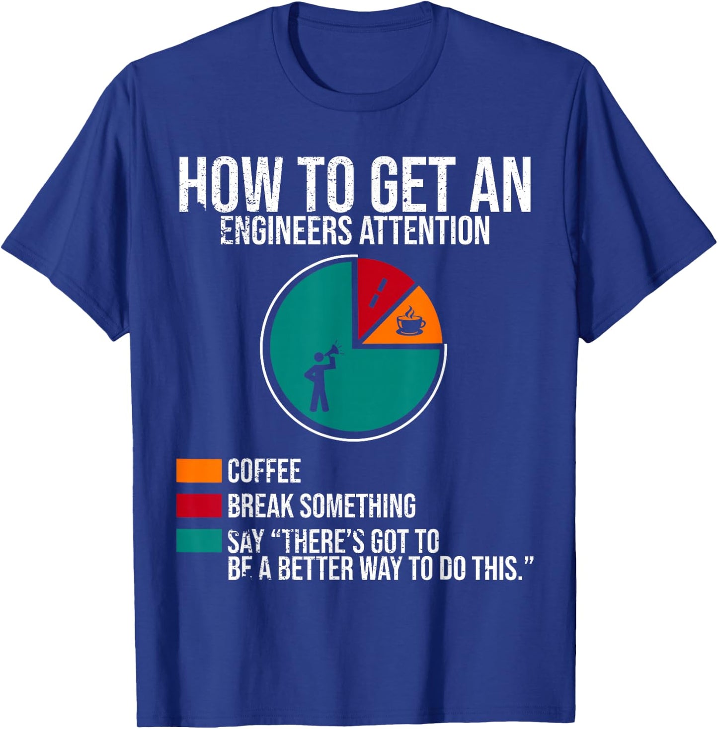 How to Get Engineers Attention Funny Coffee Work Humor T-Shirt - T-Shirt | Royal