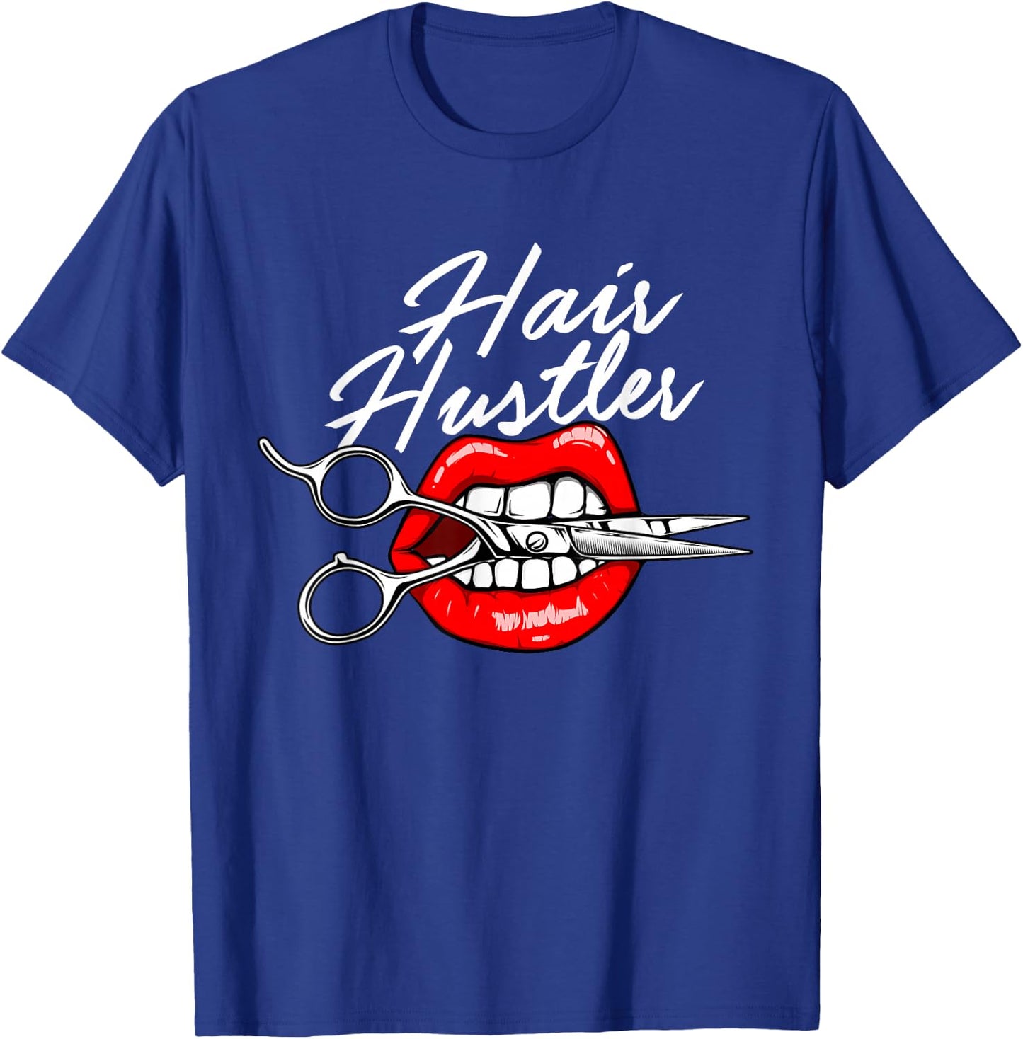 Hair Hustler - Red Lips Hairdresser Scissors Hair Salon T-Shirt - T-Shirt | Royal