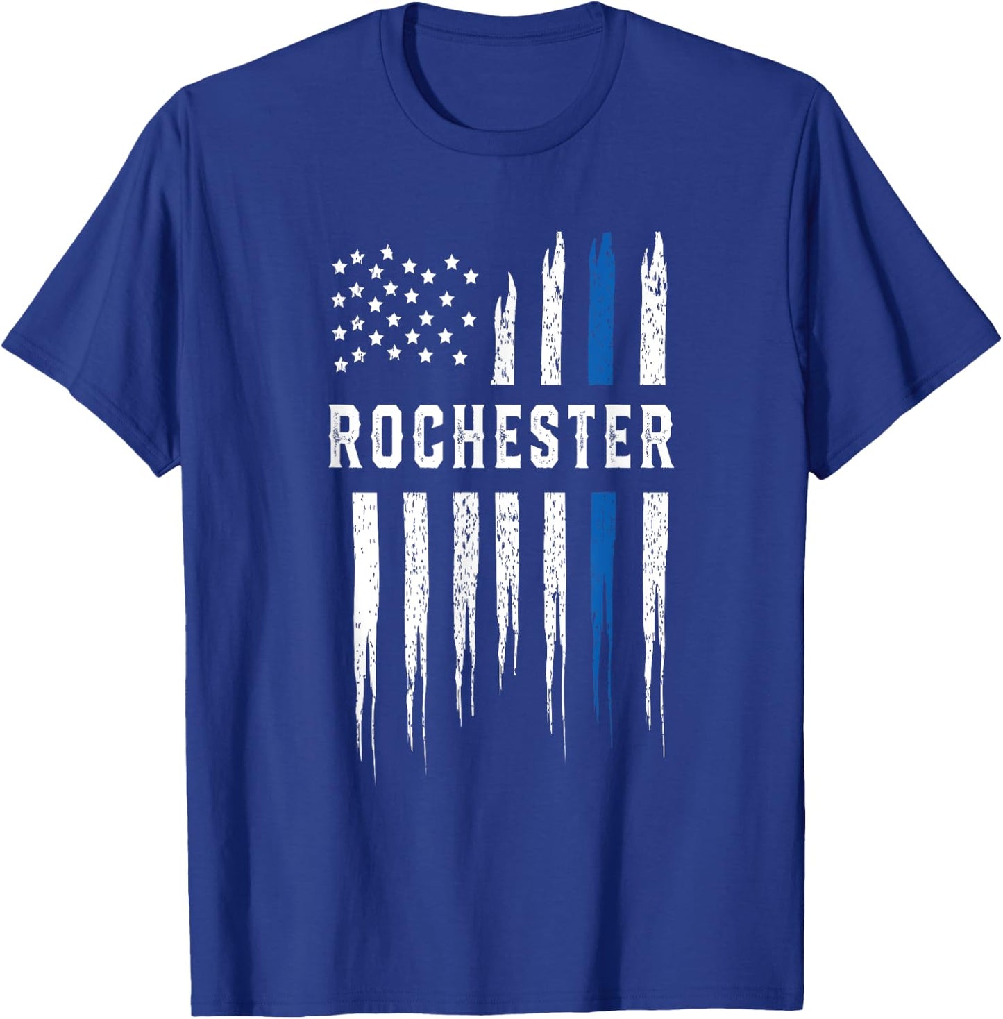 Thin Blue Line Heart Rochester Police Officer New York Cops T-Shirt - T-Shirt | Royal