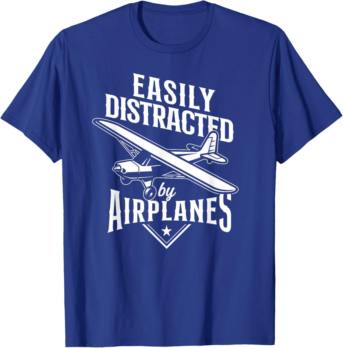 Commercial Aircraft Aviation Plane Pilot HD0 -Adults, -Kids Black Vintage Small Easily Distracted By Airplanes T-Shirt - T-Shirt | Royal