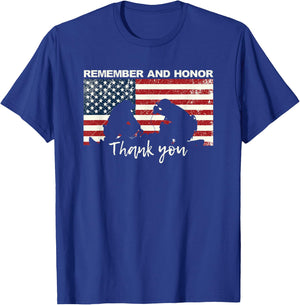 Remember & Honor Thank You First Responders Patriotic T-Shirt - T-Shirt | Royal