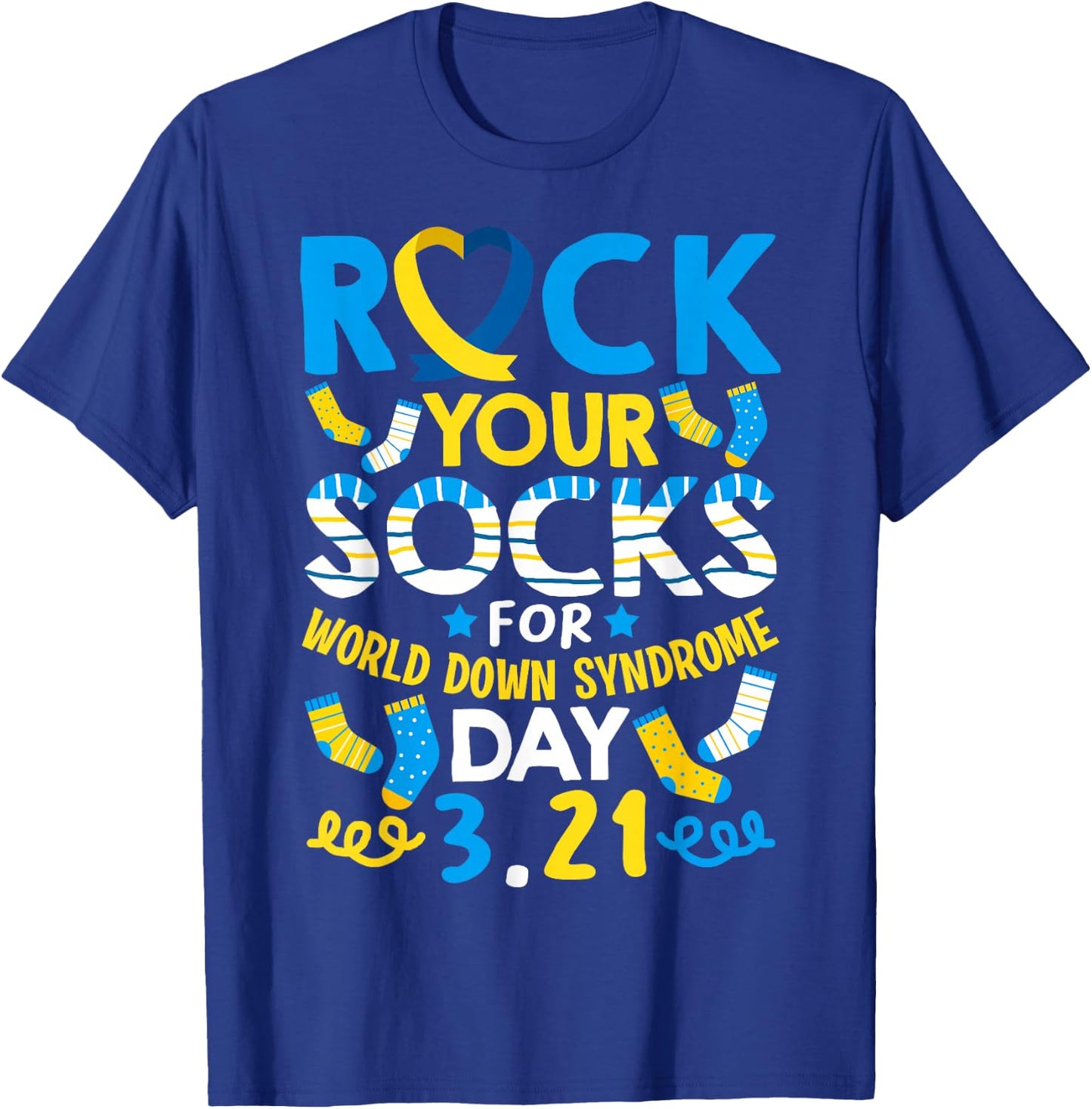 Rock Your Socks Down Syndrome Day Awareness for Boys Girls T-Shirt - T-Shirt | Royal