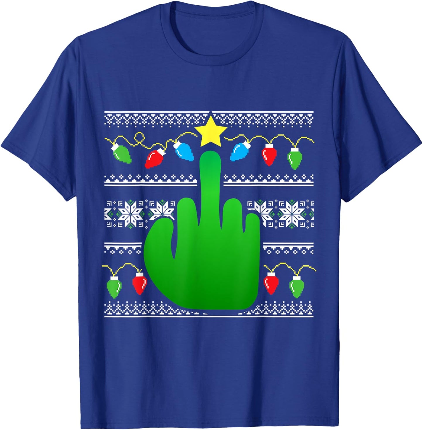 Inappropriate Ugly Christmas Sweater Style Funny T-Shirt - T-Shirt | Royal