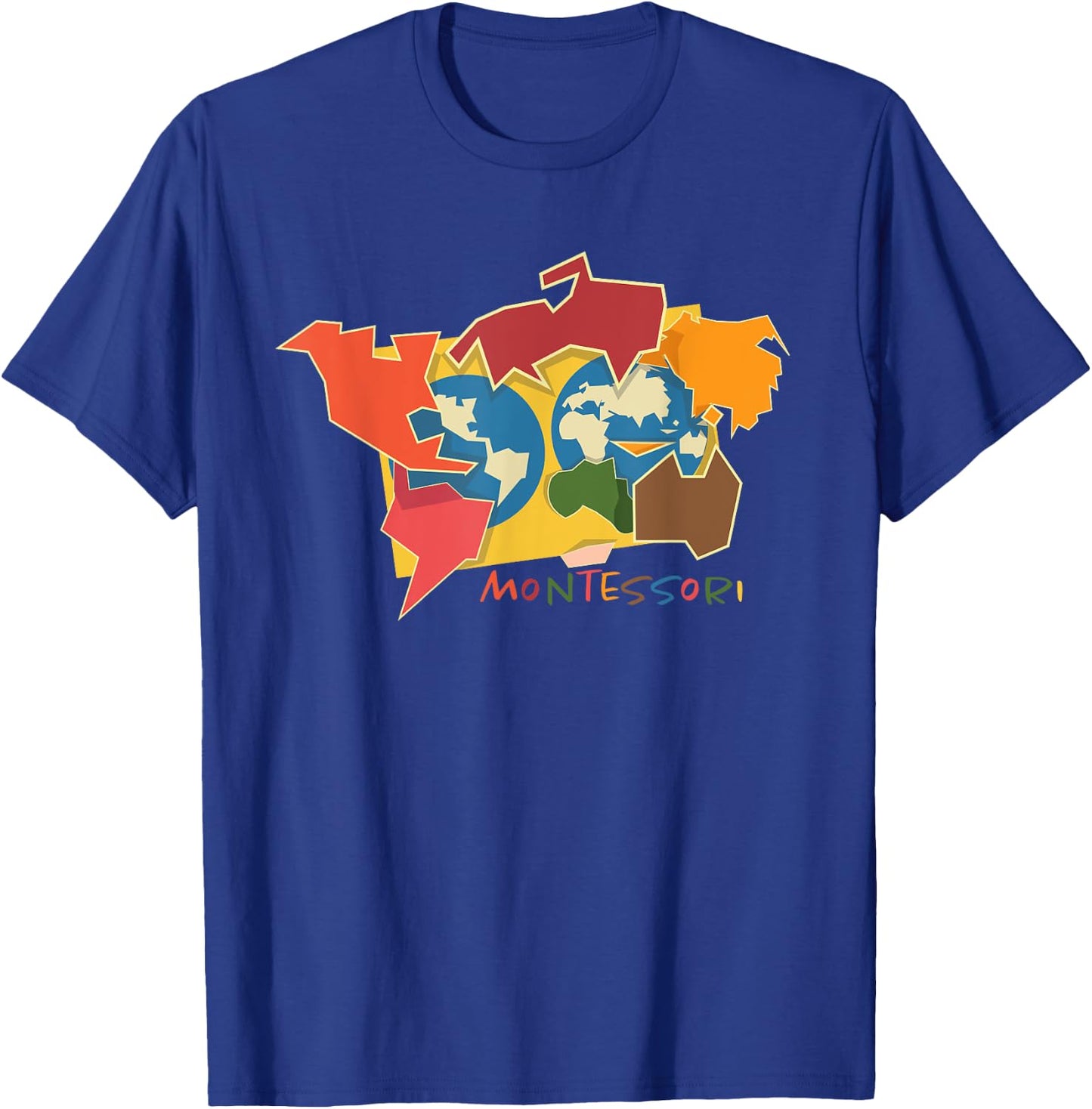 Montessori continent map T-Shirt - T-Shirt | Royal