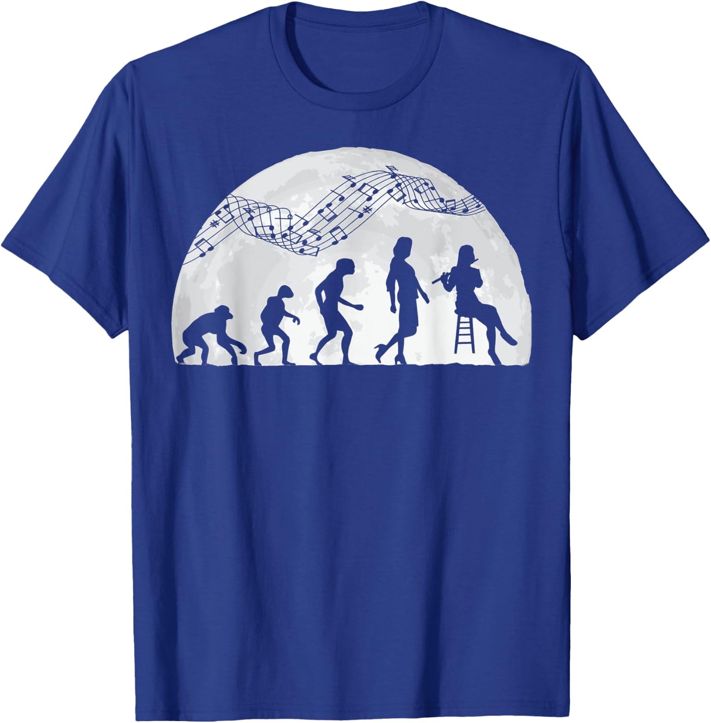Flute player evolution flutist classical music T-Shirt - T-Shirt | Royal