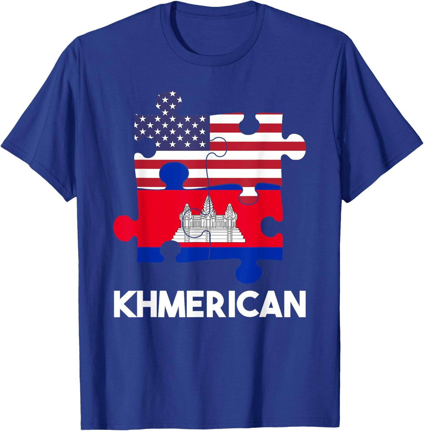Cambodia Cambodian Khmer Proud Flag America American DNA T-Shirt - T-Shirt | Royal