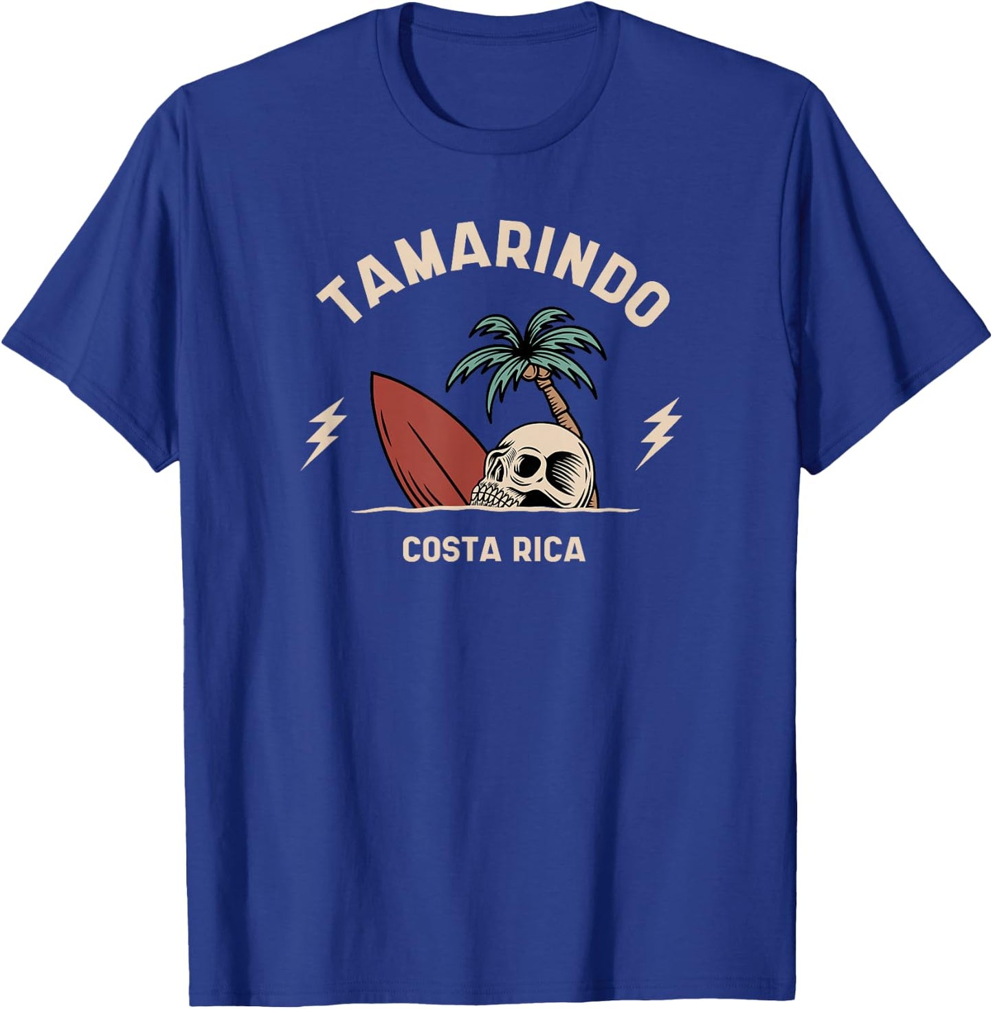 Tamarindo Costa Rica Vintage Surfing Skeleton Skull T-Shirt - T-Shirt | Royal