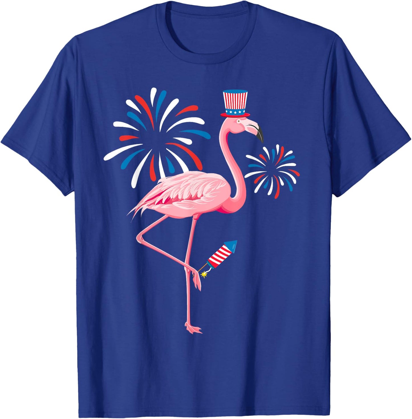 Cute 4th Of July Flamingo Fireworks Kids Toddler Boys Girls T-Shirt - T-Shirt | Royal