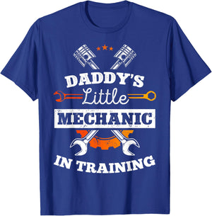 Daddy's Little Mechanic In Training Auto Repairman Dad T-Shirt - T-Shirt | Royal