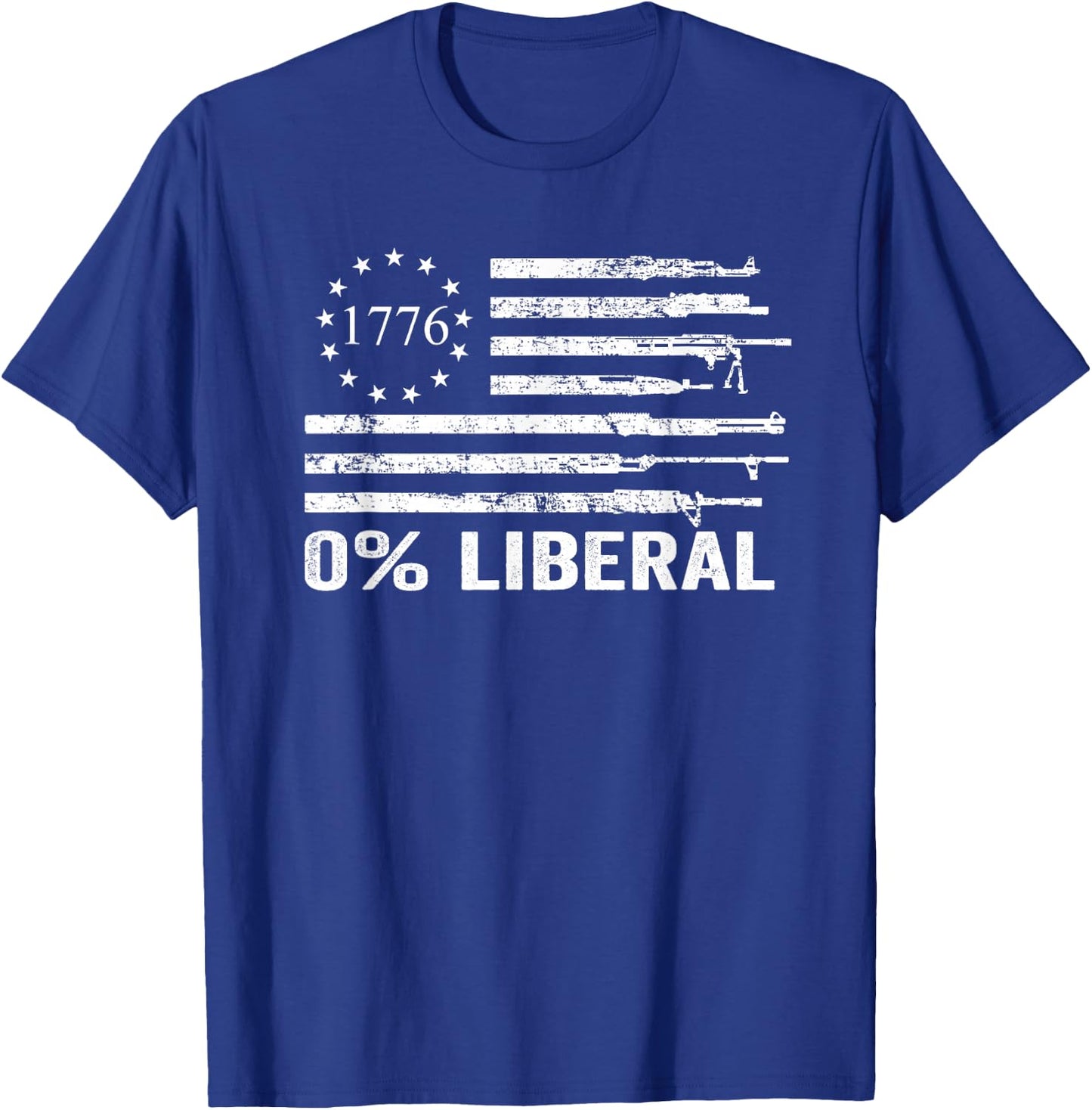 0% Liberal Zero Percent - Funny Pro Gun USA Guns Flag T-Shirt - T-Shirt | Royal