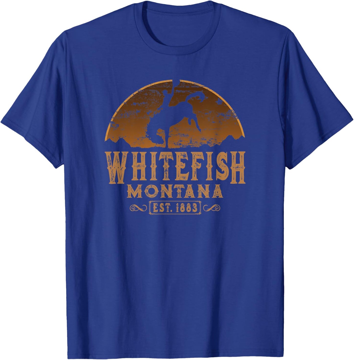 Whitefish Montana MT Wild West Rodeo Cowboy T-Shirt - T-Shirt | Royal